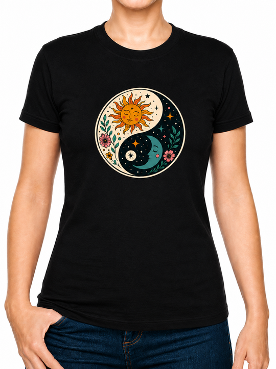 Boho Ying Yang Dark Light Ladies T-Shirt XS - 2XL (UK 8 - 18) - available in 7 colours