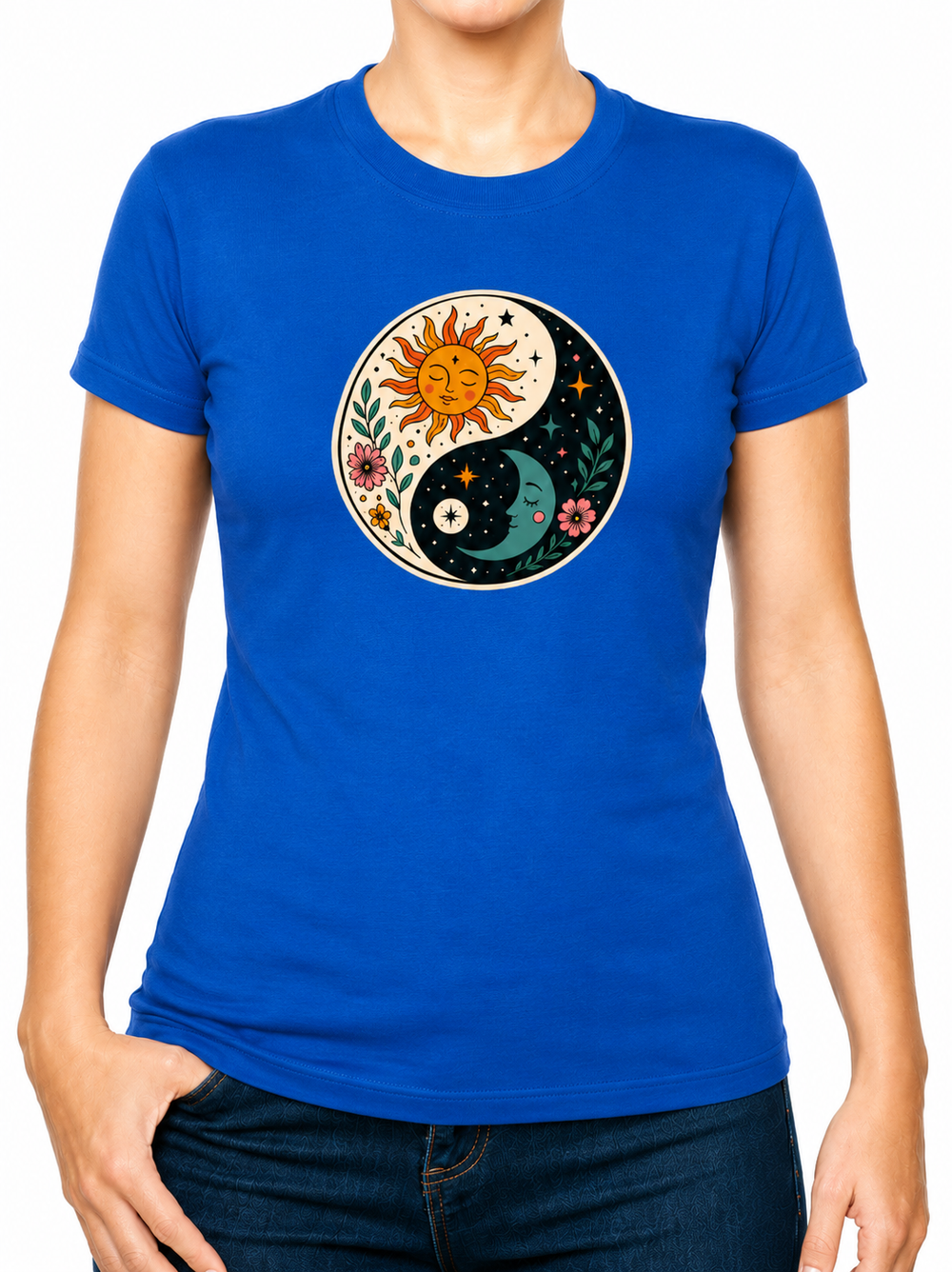 Boho Ying Yang Dark Light Ladies T-Shirt XS - 2XL (UK 8 - 18) - available in 7 colours