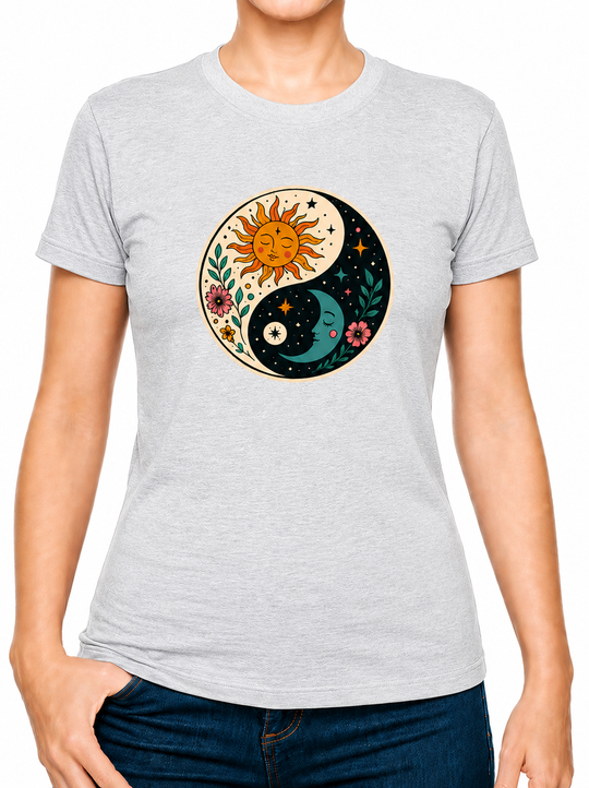 Boho Ying Yang Dark Light Ladies T-Shirt XS - 2XL (UK 8 - 18) - available in 7 colours
