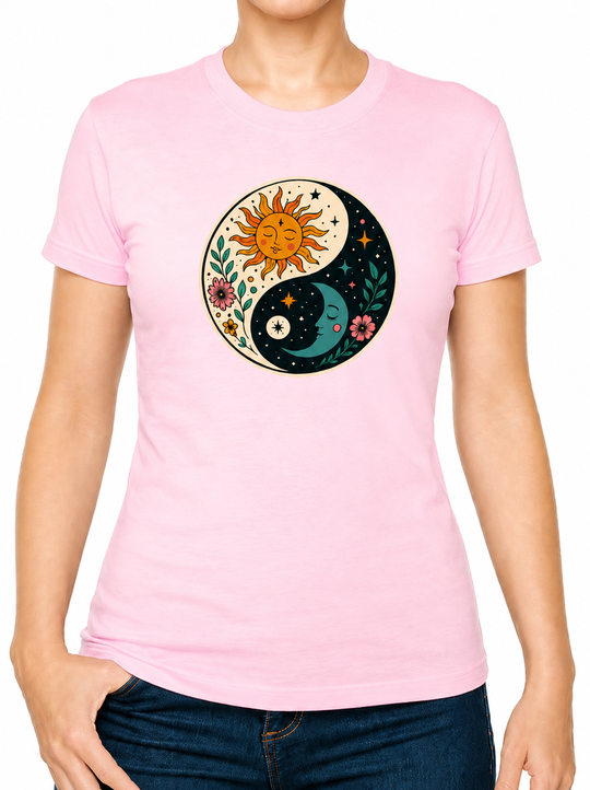 Boho Ying Yang Dark Light Ladies T-Shirt XS - 2XL (UK 8 - 18) - available in 7 colours