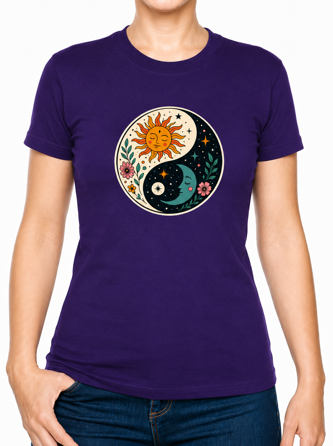 Boho Ying Yang Dark Light Ladies T-Shirt XS - 2XL (UK 8 - 18) - available in 7 colours