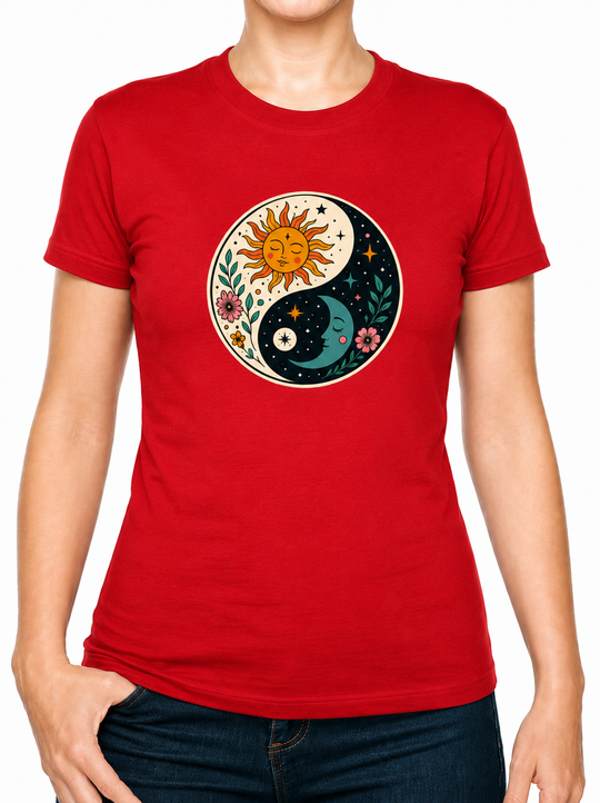 Boho Ying Yang Dark Light Ladies T-Shirt XS - 2XL (UK 8 - 18) - available in 7 colours