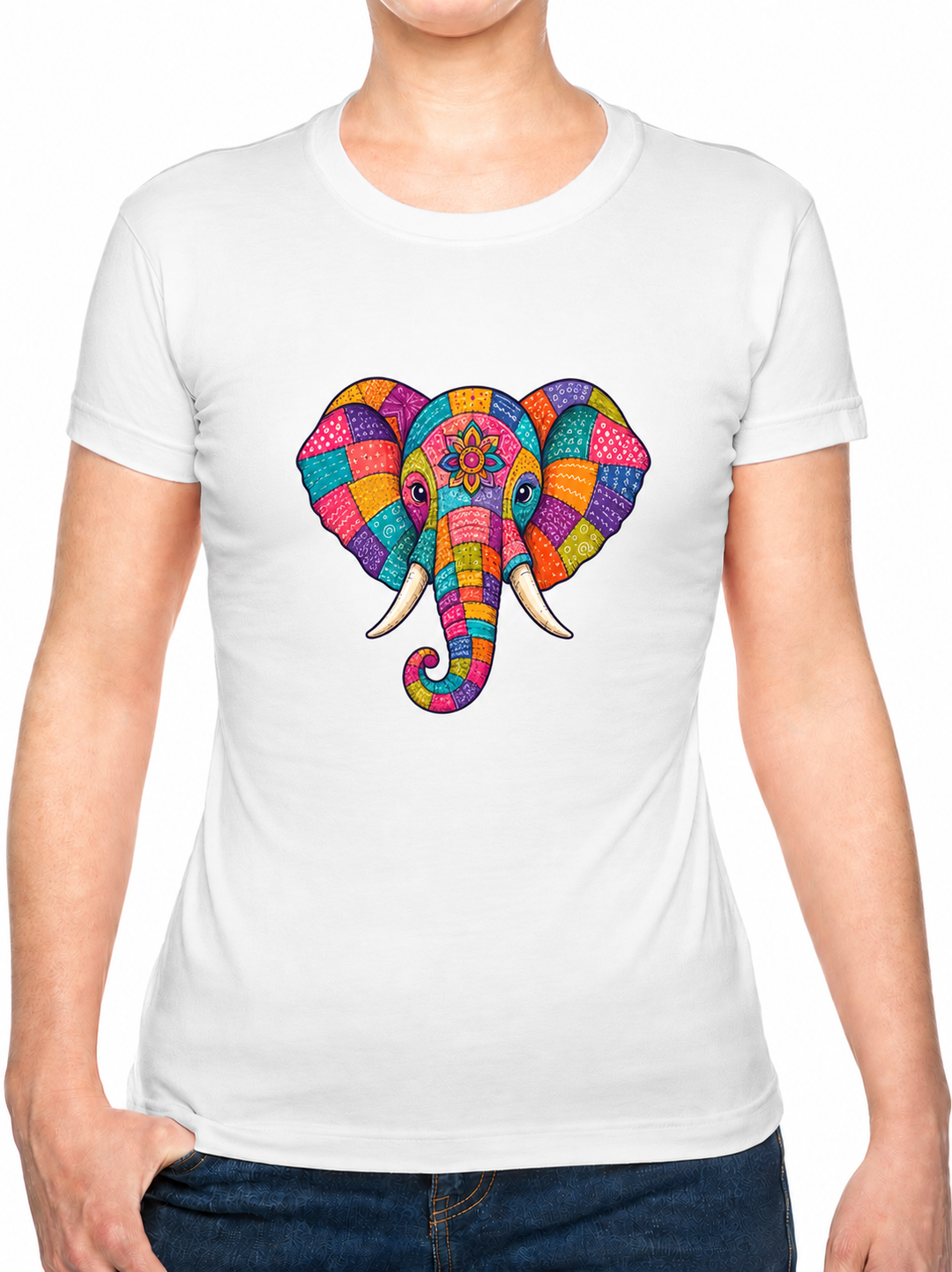 Bohotusk Patchwork Elephant Print Cotton Kids T-Shirt 3 to 13 Years (7 Colours)
