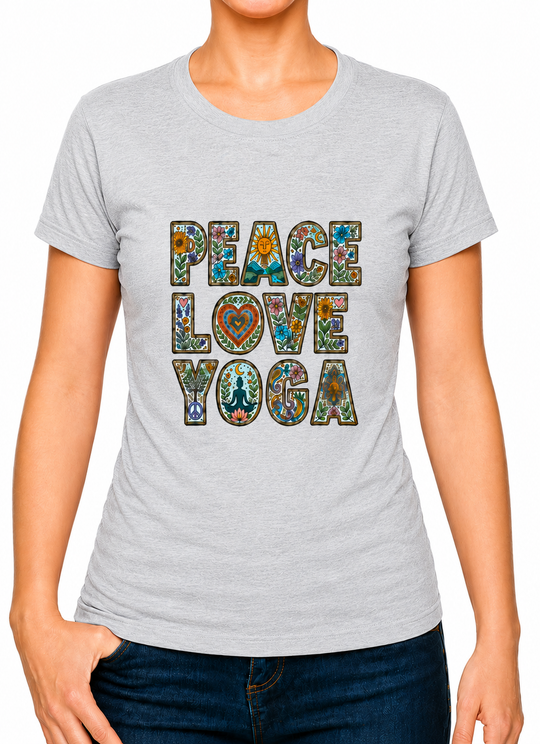 Bohotusk Peace Love Yoga Cotton Kids T-Shirt 3 to 13 Years (7 Colours)
