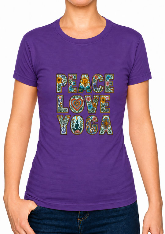 Bohotusk Peace Love Yoga Cotton Kids T-Shirt 3 to 13 Years (7 Colours)