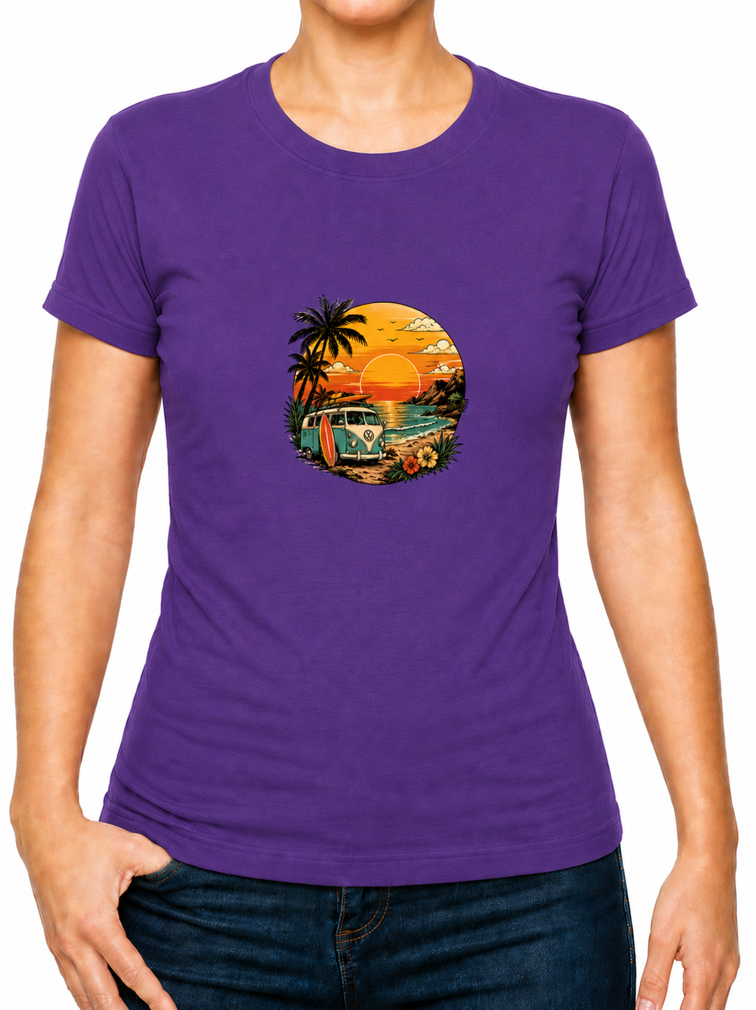 Bohotusk Sunset Camper Van Cotton Kids T-Shirt 3 to 13 Years (7 Colours)