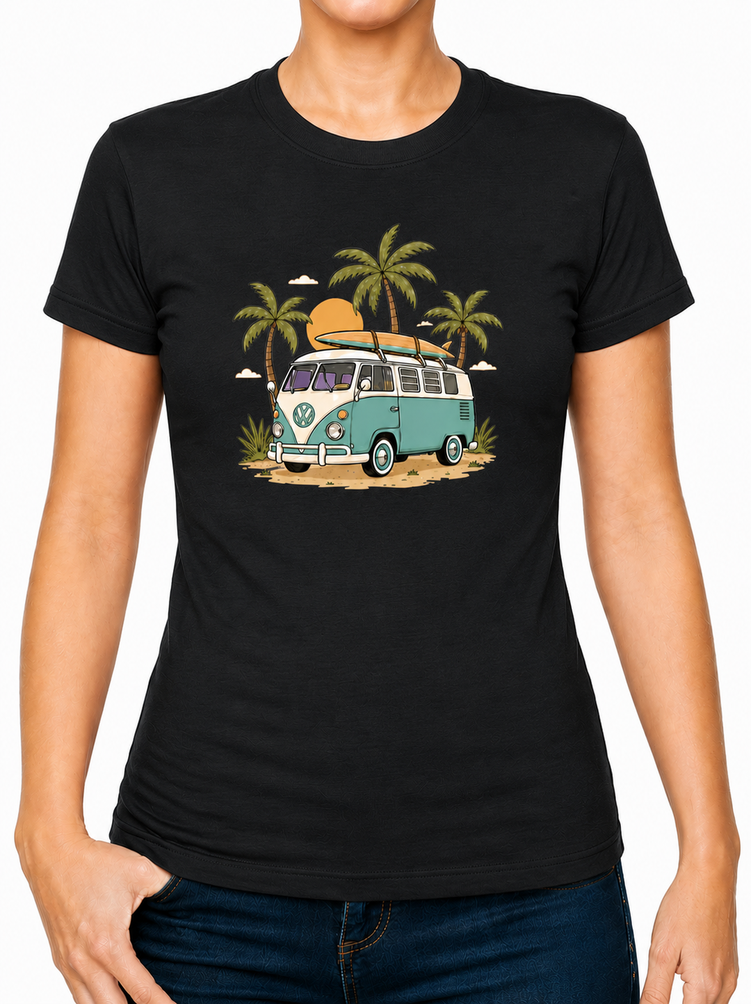 Bohotusk Camper Van Palms Cotton Mens T-Shirt S - 3XL