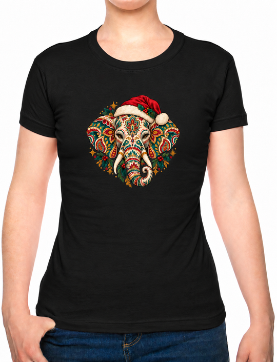 Bohotusk Kids Christmas Elephant Cotton T-Shirt 3 to 13 Years (7 Colours)