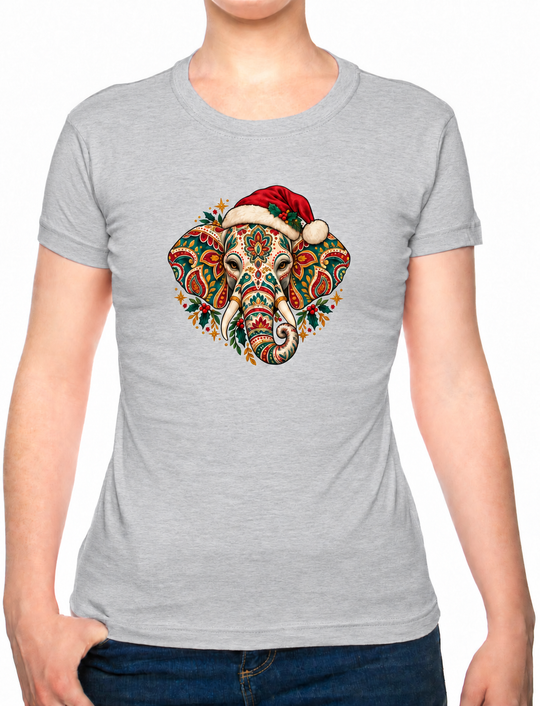 Bohotusk Kids Christmas Elephant Cotton T-Shirt 3 to 13 Years (7 Colours)