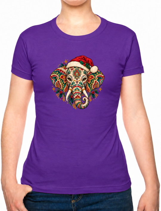 Bohotusk Kids Christmas Elephant Cotton T-Shirt 3 to 13 Years (7 Colours)
