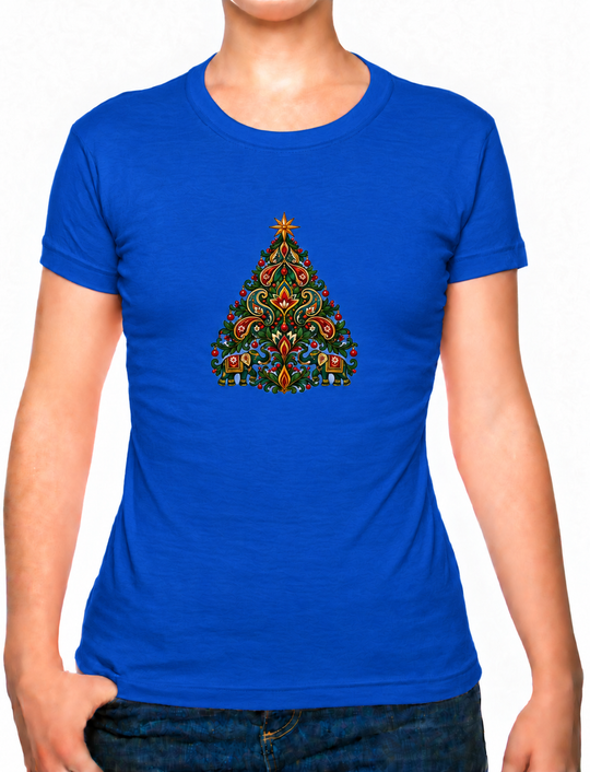Bohotusk Christmas Elephant Tree Cotton Mens T-Shirt S - 3XL