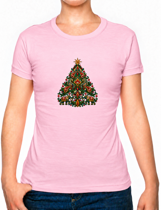 Bohotusk Christmas Elephant Tree Cotton Mens T-Shirt S - 3XL