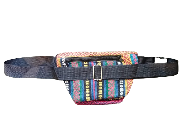 Bohotusk Red Blue Criss Cross Print Cotton Bum Bag Fanny Pack Waist Travel Bag