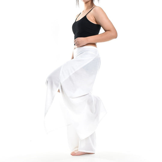 Bohotusk Plain White Womens Palazzo Pants S/M (UK 8 - 12)