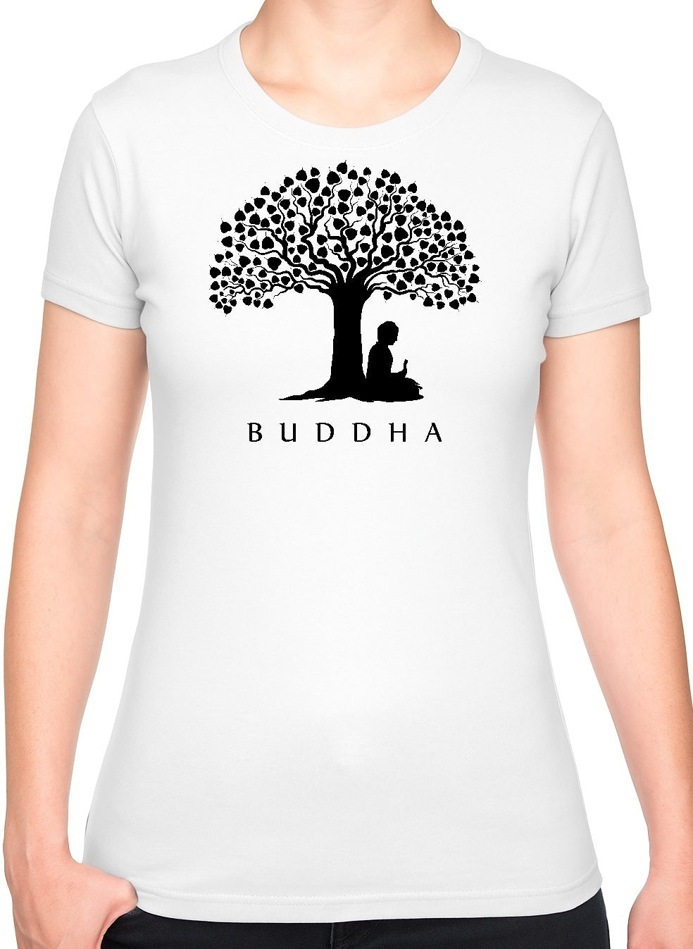 Bohotusk Buddha Under A Tree Cotton Ladies T-Shirt S - 2XL (UK 8 - 18) - 7 colours available