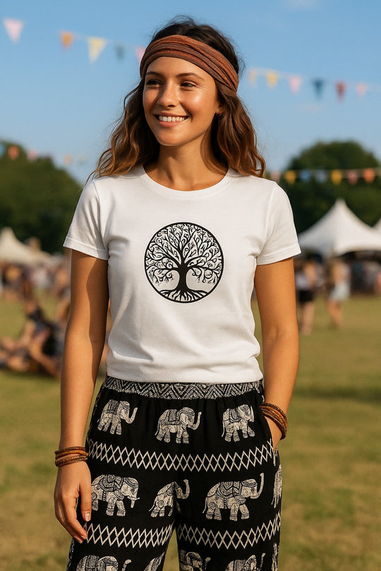 Bohotusk Tree of Life Cotton Ladies T-Shirt XS - 2XL (UK 8 - 18) - available in 7 colours