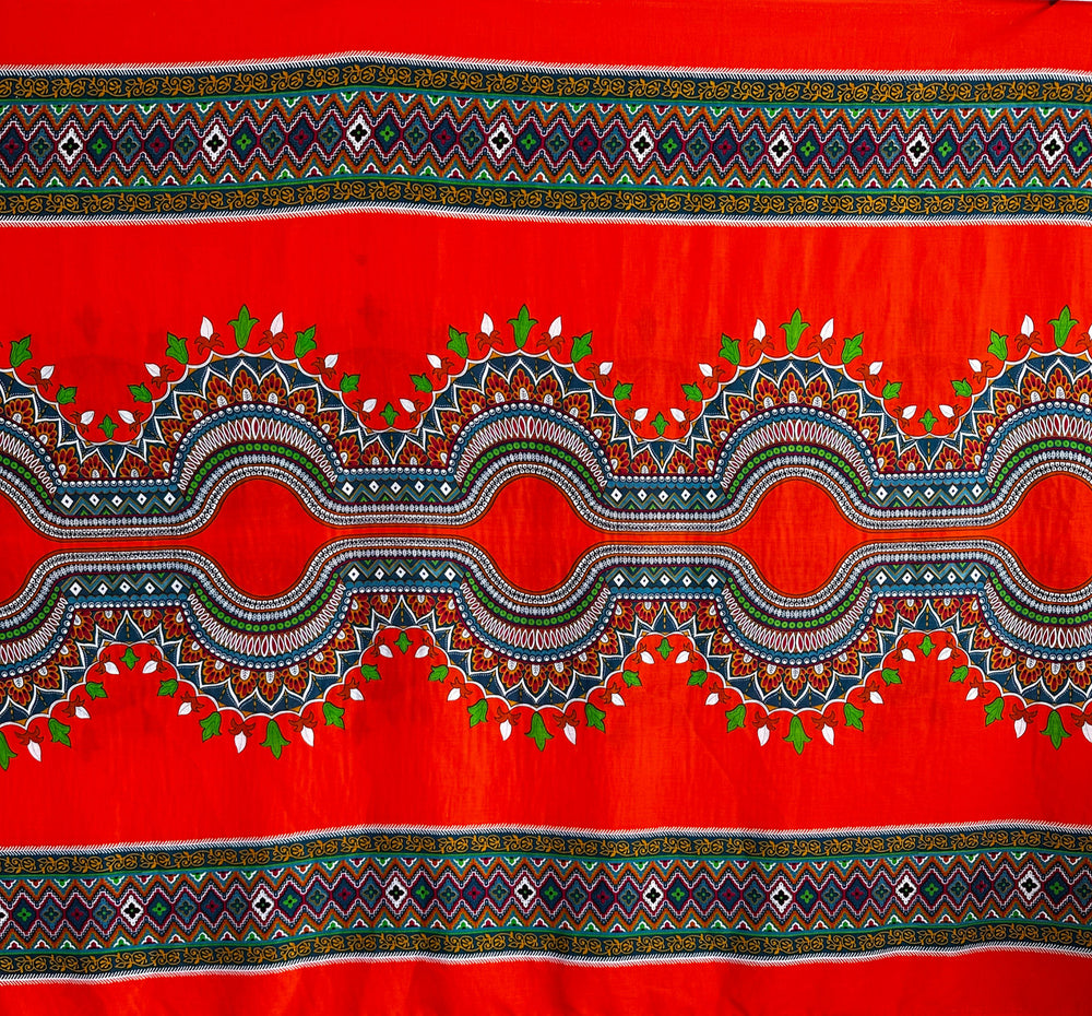 Orange Geo Waves Elasticated Smocked Waist Womens Harem Pants S/M Only