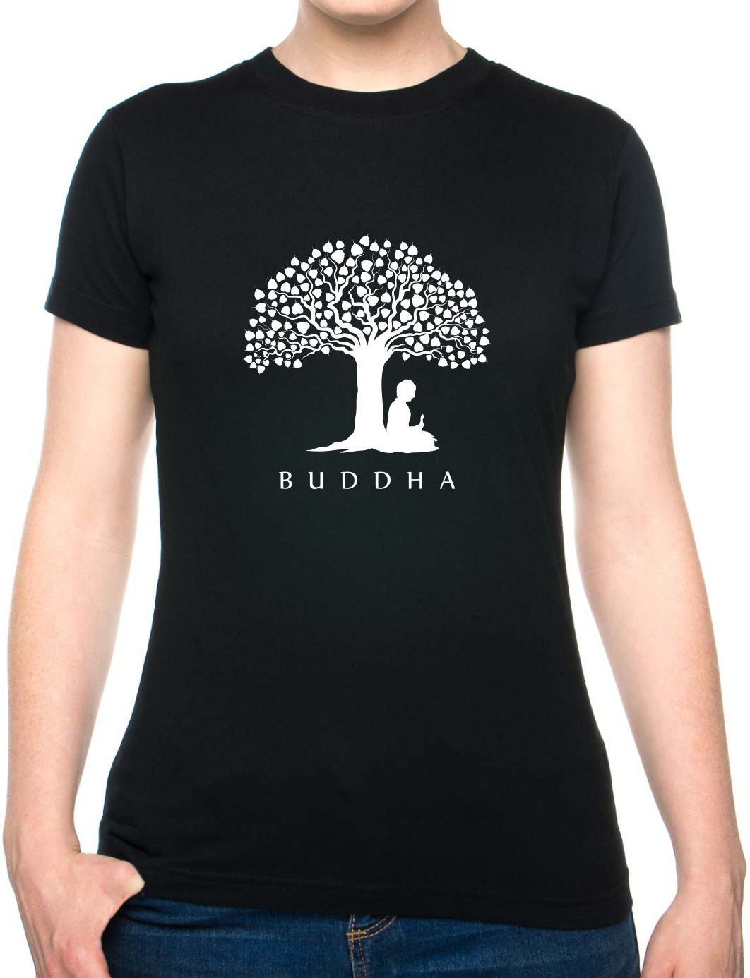 Bohotusk Buddha Under A Tree Cotton Ladies T-Shirt S - 2XL (UK 8 - 18) - 7 colours available