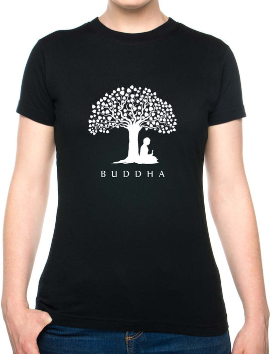 Bohotusk Buddha Under A Tree Cotton Ladies T-Shirt S - 2XL (UK 8 - 18) - 7 colours available