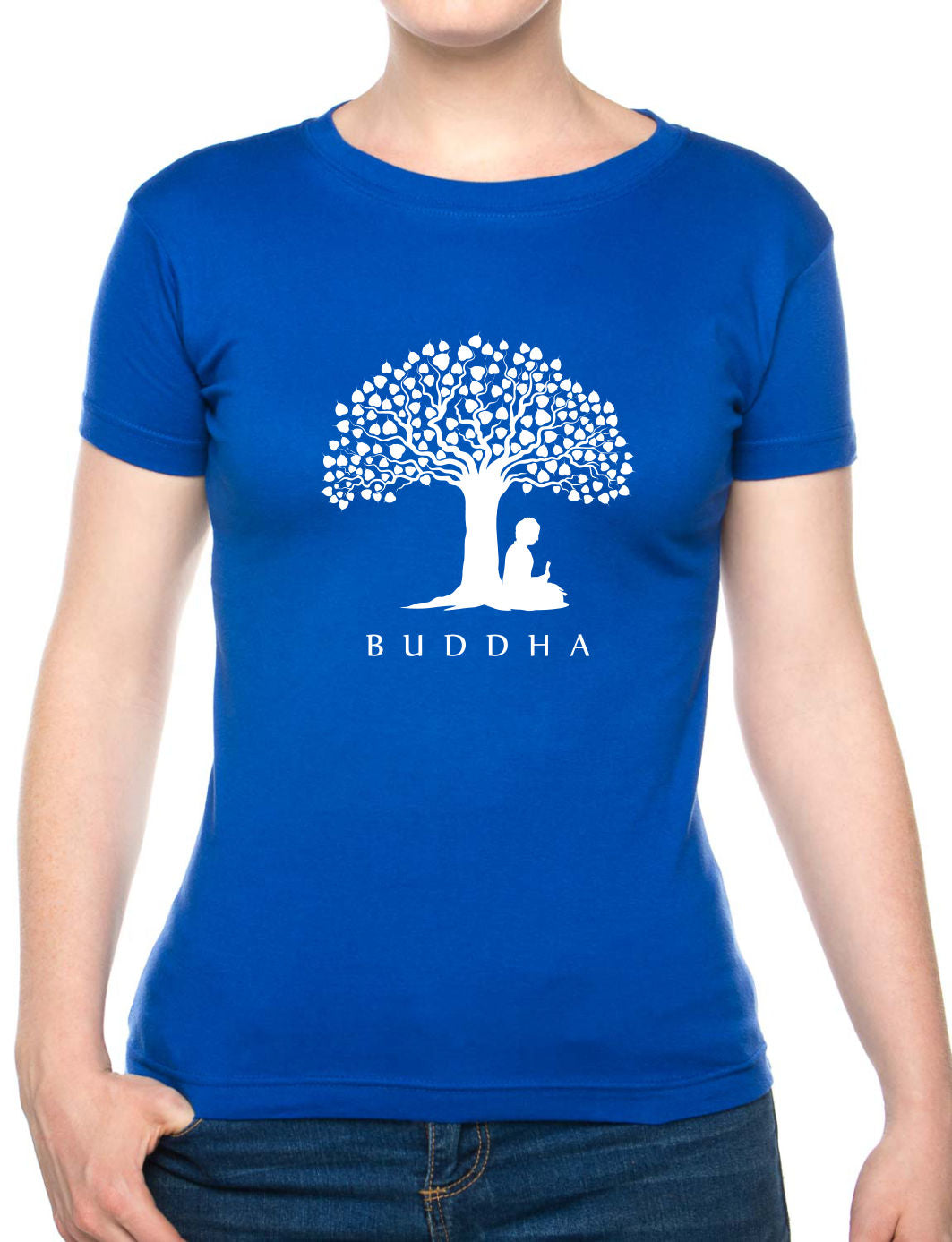 Bohotusk Buddha Under A Tree Cotton Ladies T-Shirt S - 2XL (UK 8 - 18) - 7 colours available