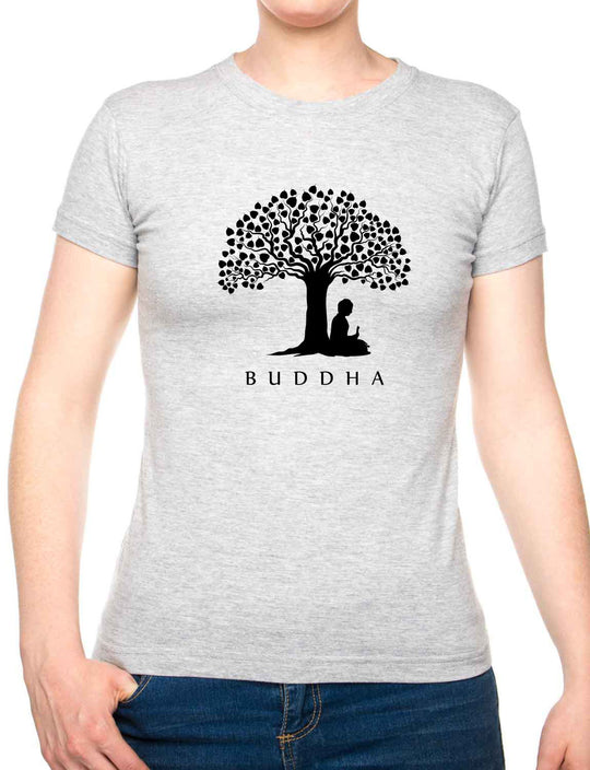 Bohotusk Buddha Under A Tree Cotton Ladies T-Shirt S - 2XL (UK 8 - 18) - 7 colours available
