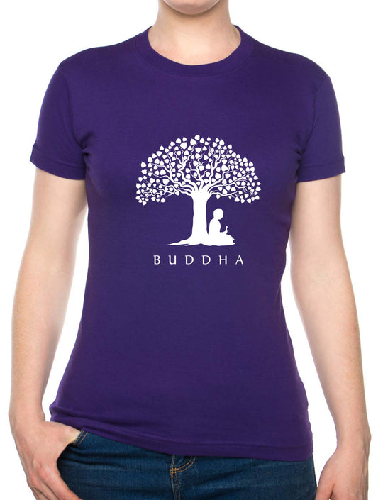 Bohotusk Buddha Under A Tree Cotton Ladies T-Shirt S - 2XL (UK 8 - 18) - 7 colours available