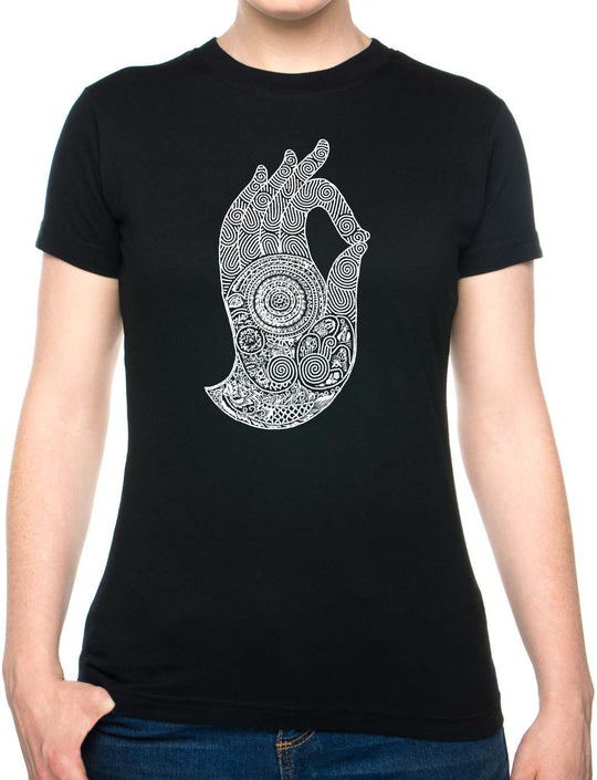 Bohotusk Hand of Buddha Cotton Ladies T-Shirt XS - 2XL (UK 8 - 18) Available in 7 Colours