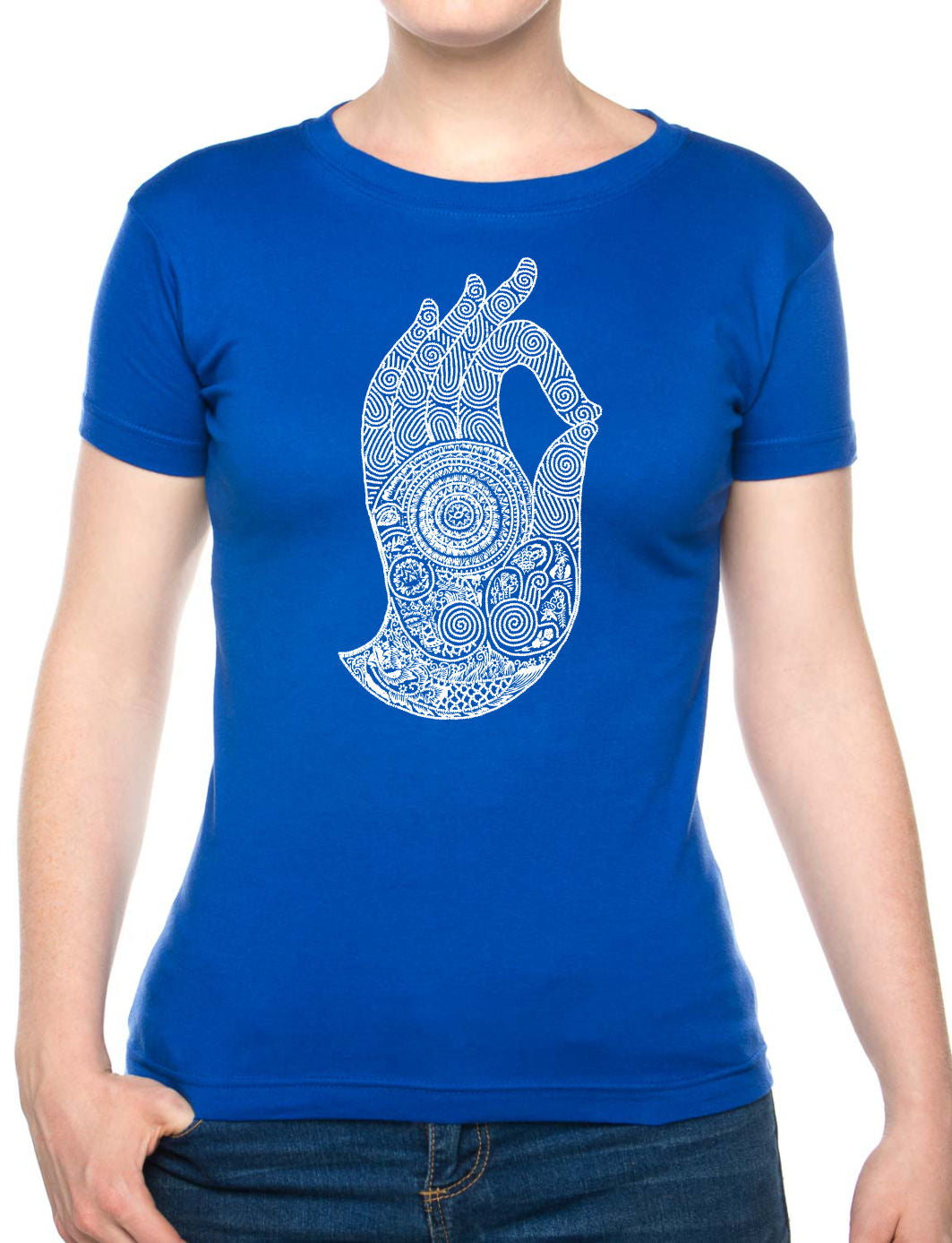 Bohotusk Hand of Buddha Cotton Ladies T-Shirt XS - 2XL (UK 8 - 18) Available in 7 Colours