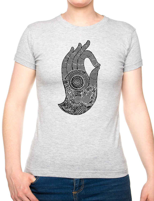 Bohotusk Hand of Buddha Cotton Ladies T-Shirt XS - 2XL (UK 8 - 18) Available in 7 Colours