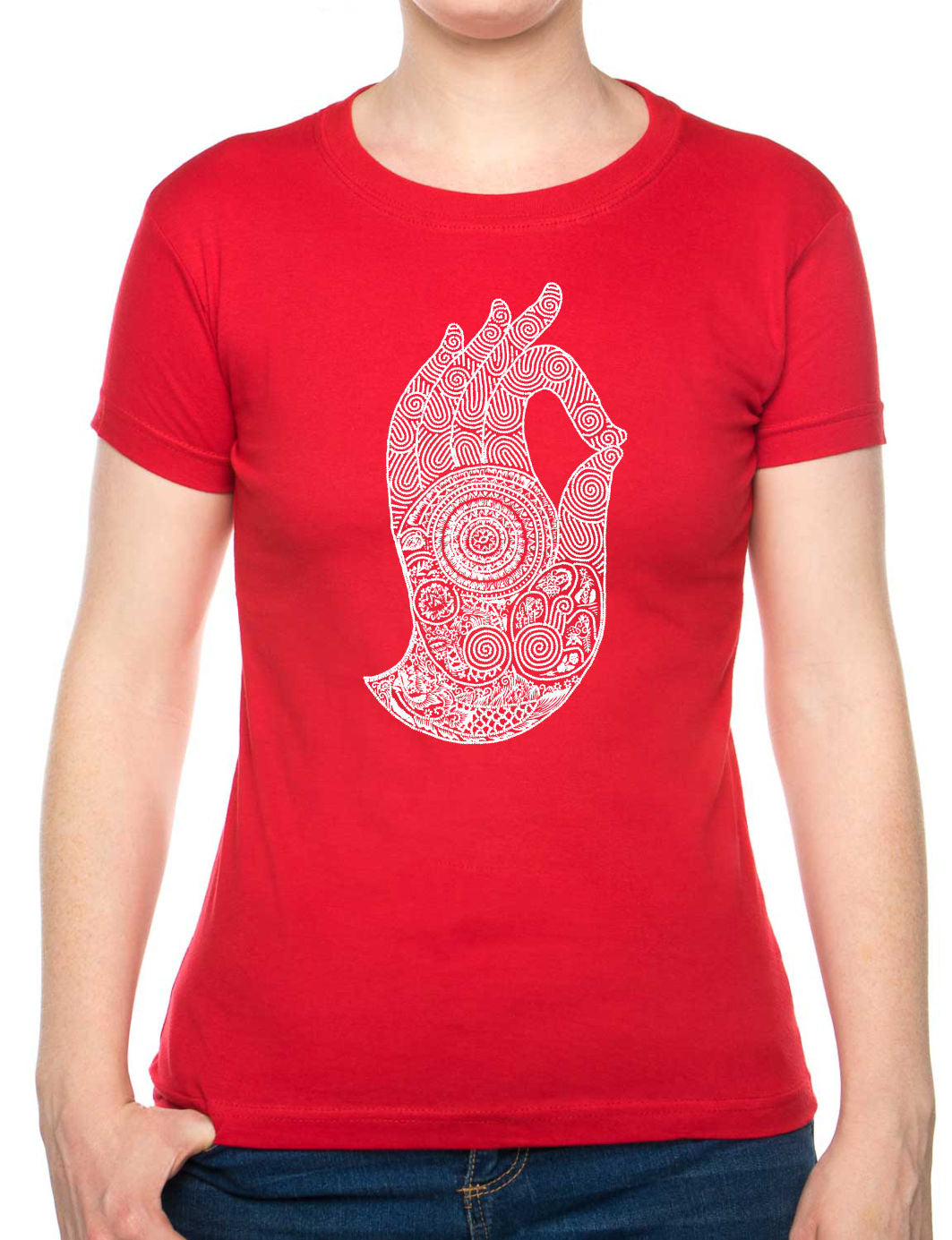 Bohotusk Hand of Buddha Cotton Ladies T-Shirt XS - 2XL (UK 8 - 18) Available in 7 Colours