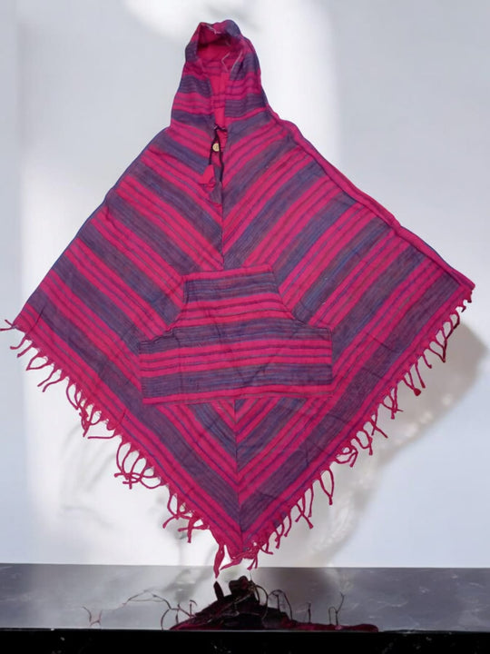 Pink Stripe Woollen Poncho