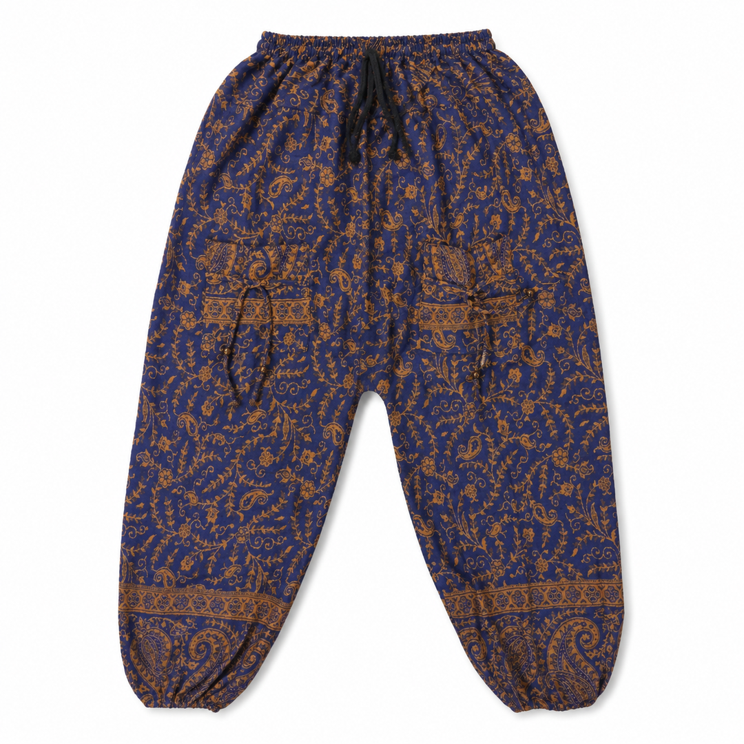 Bohotusk Purple & Brown Paisley Fleece Harem Pants