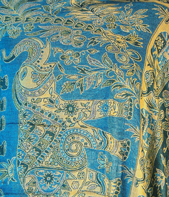 Green Elephant Camel Print Pashmina Reversable 200 x 75cm