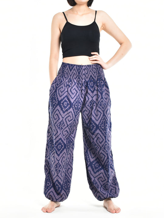 Bohotusk Womens Autumn Purple Blue Maze Cotton Harem Pants S/M to 3XL