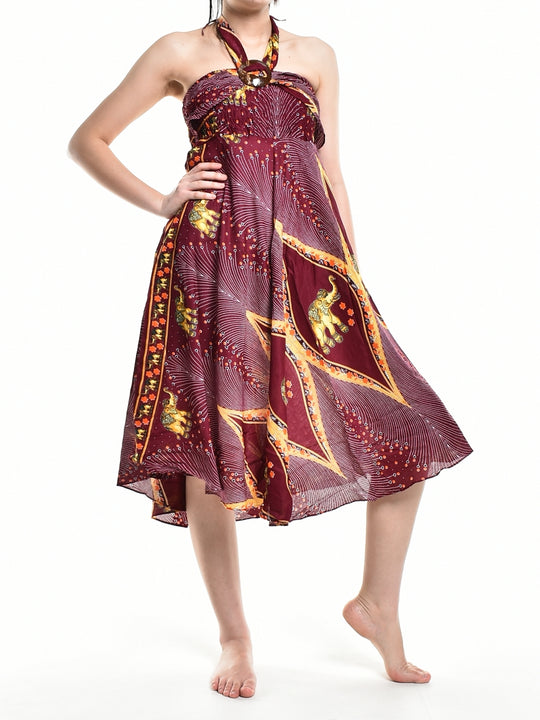 Bohotusk Red Elephant Diamond Long Skirt With Coconut Buckle (& Strapless Dress) S/M Only