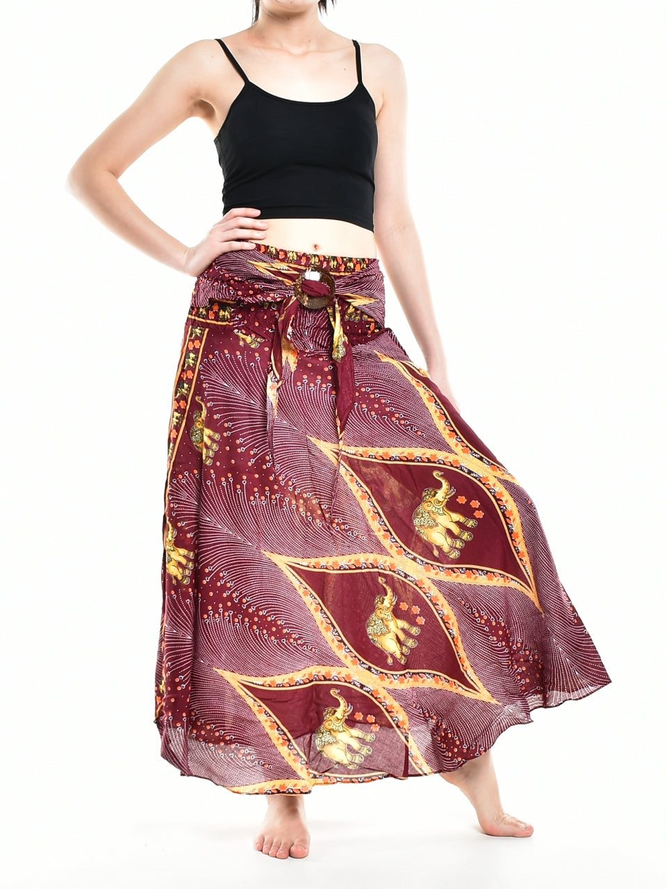 Bohotusk Red Elephant Diamond Long Skirt With Coconut Buckle (& Strapless Dress) S/M Only