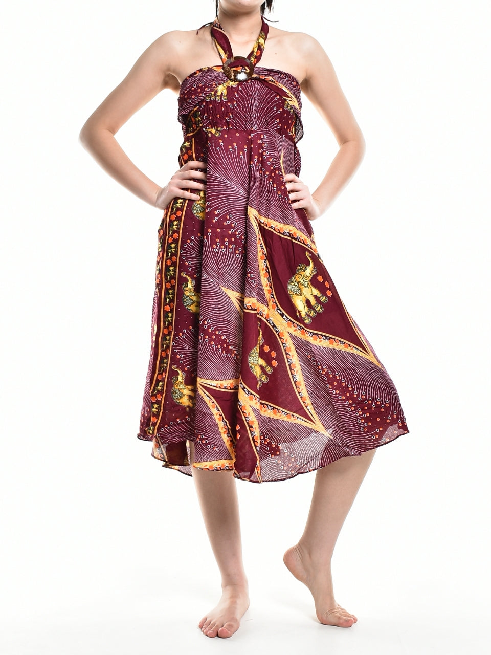 Bohotusk Red Elephant Diamond Long Skirt With Coconut Buckle (& Strapless Dress) S/M Only