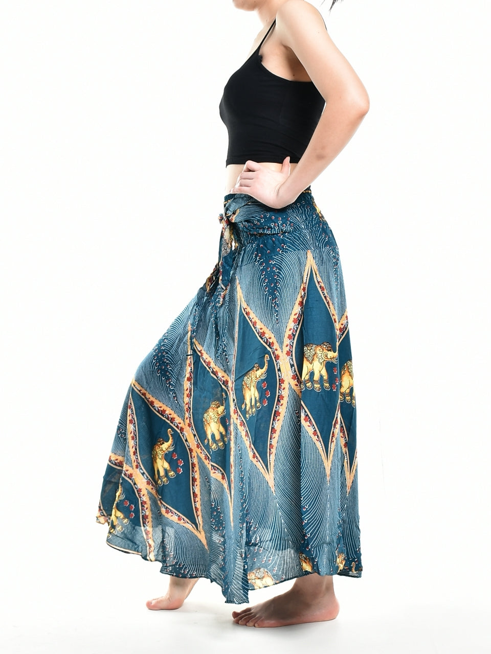 Bohotusk Teal Green Elephant Diamond Long Skirt With Coconut Buckle (& Strapless Dress) S/M Only