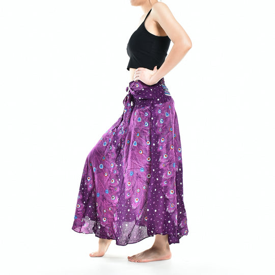 Bohotusk Purple Peacock Long Skirt With Coconut Buckle (& Strapless Dress) S/M to L/XL