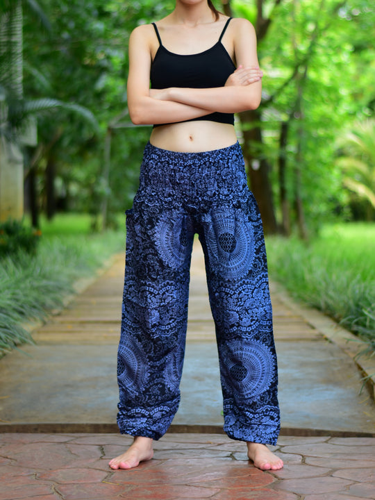 Bohotusk Black Night Glow Print Petite Fit Harem Pants (UK Size 4)