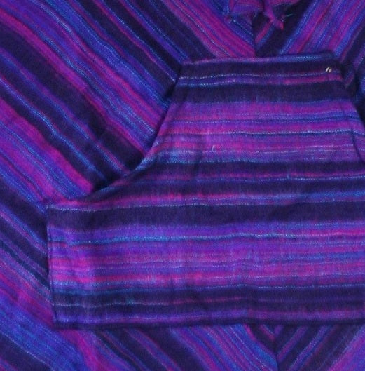 Purple Stripe Woollen Poncho