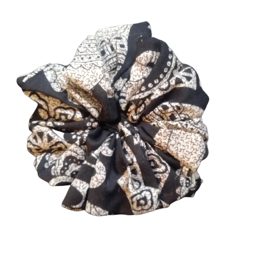 Black Elephant Paradise Hair Scrunchie Ties